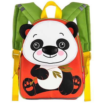 Рюкзак школьный "Panda", красный, салатовый
