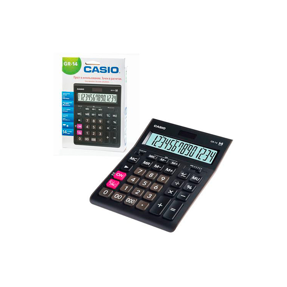 Калькулятор настольный Casio "GR-14", 14-разрядный, черный - 2