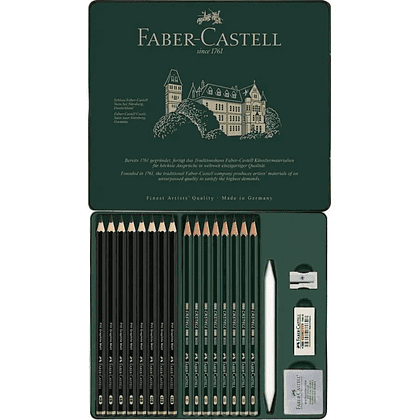 Карандаш чернографитный "Castell 9000", 20 штук,  в металлическом футляре - 2