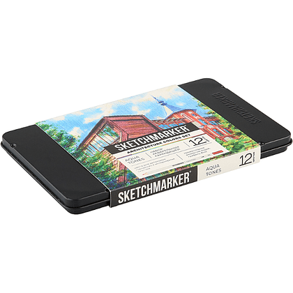 Цветные карандаши акварельные "Sketchmarker Архитектура", набор 12 цветов, жестяной пенал - 3