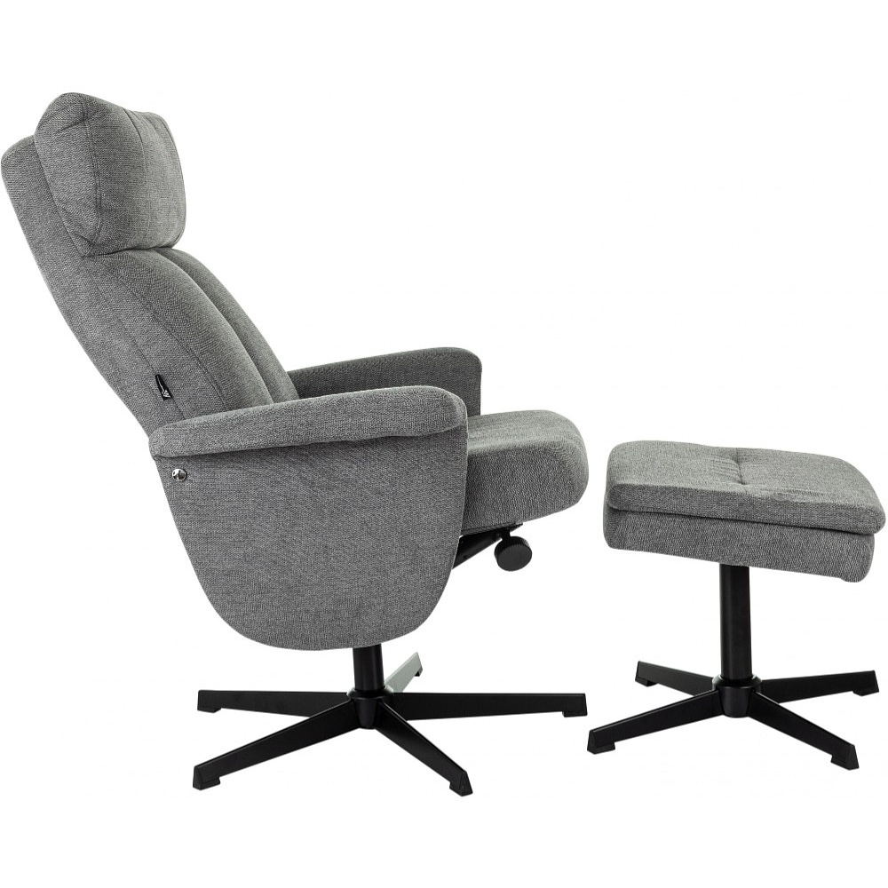 Кресло мягкое Бюрократ Baron, ткань, серый, металл, с пуфом - 11