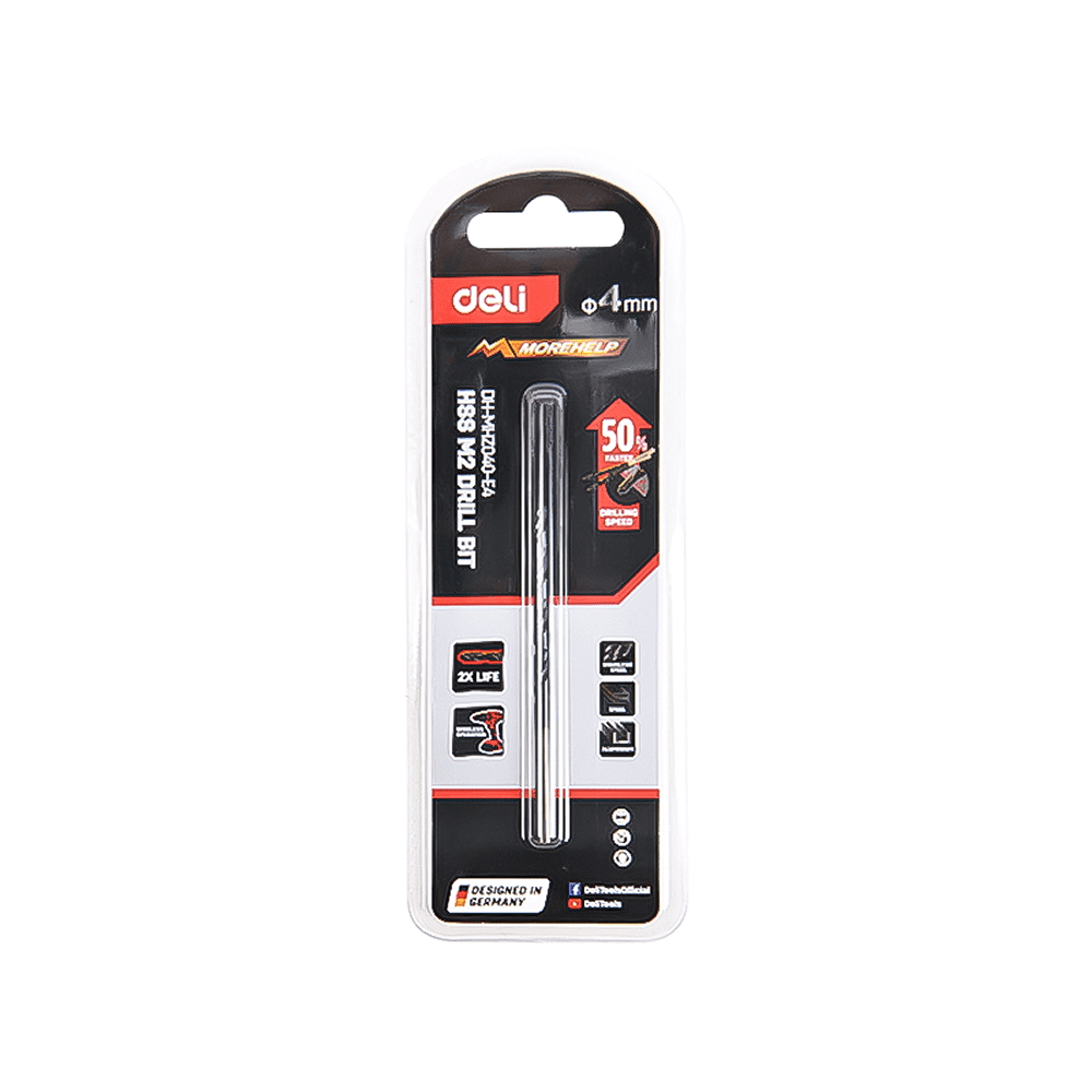 Сверло по металлу Deli RS EDH-MHZ040-E4, 4.0 мм, DIN 338, HSS-TiN - 3
