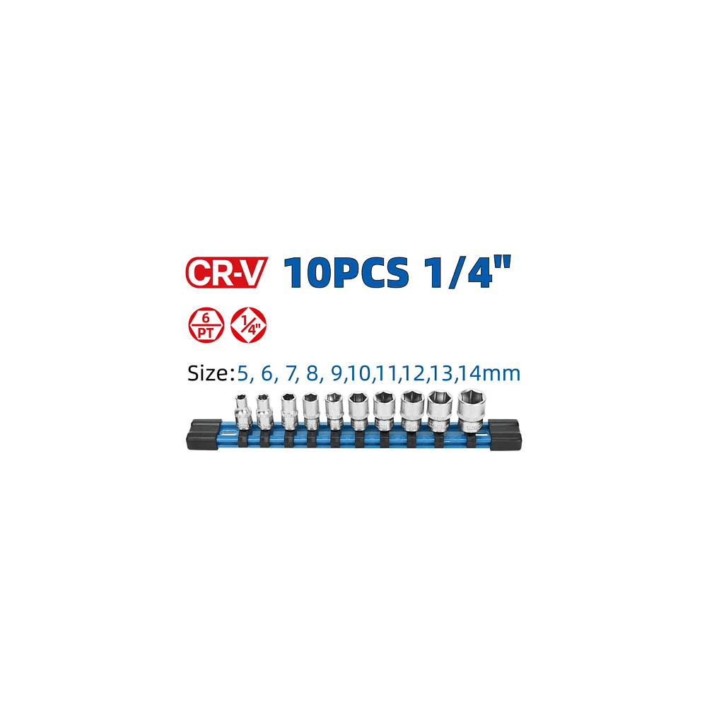 Набор торцевых головок 1/4" "DongCheng D034401", 10 шт - 2