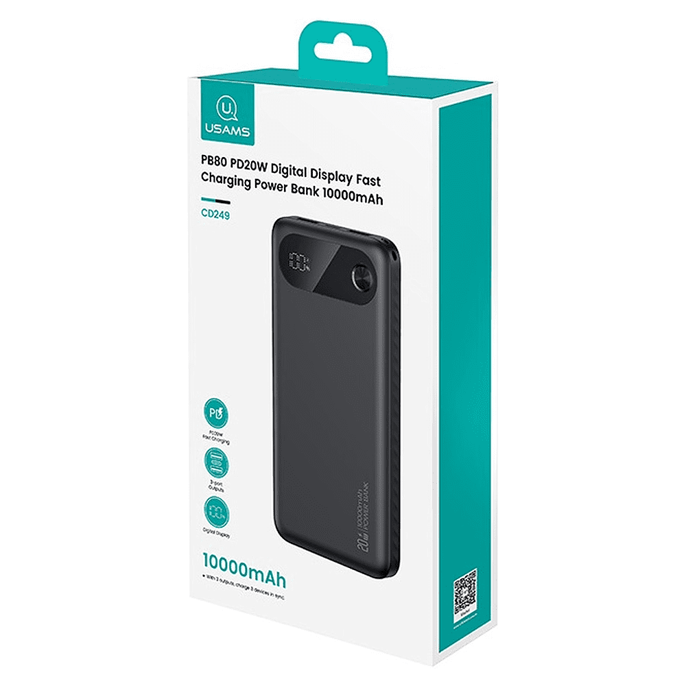 Внешний аккумулятор Usams "CD249 PB80 PD20W", 10000mAh, черный - 2