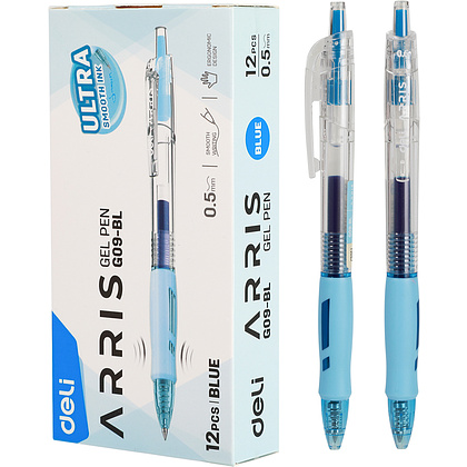 Ручка роллер "Arris", 0.5 мм, прозрачный, стерж. синий  - 3