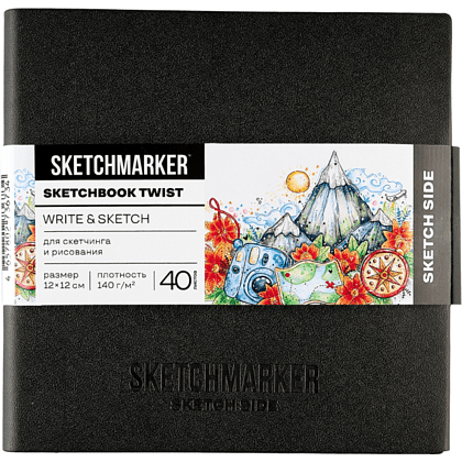 Скетчбук "Sketchmarker Sketch&Write", 12х12 см, 100 листов, бумага белая