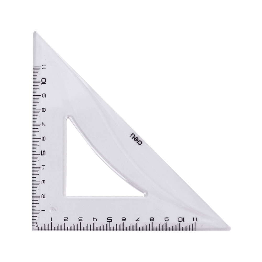 Набор чертежный "Deli EG00512": линейка 30 см, треугольник 45 и 60 гр, транспортир 180 гр, прозрачный - 3