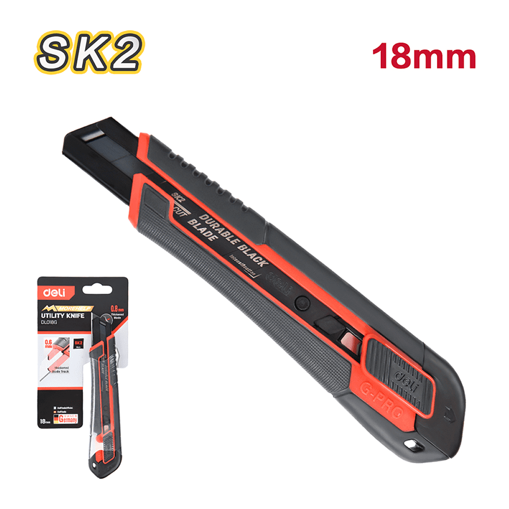 Нож универсальный "Deli DL018G", 18 мм, усиленный - 6