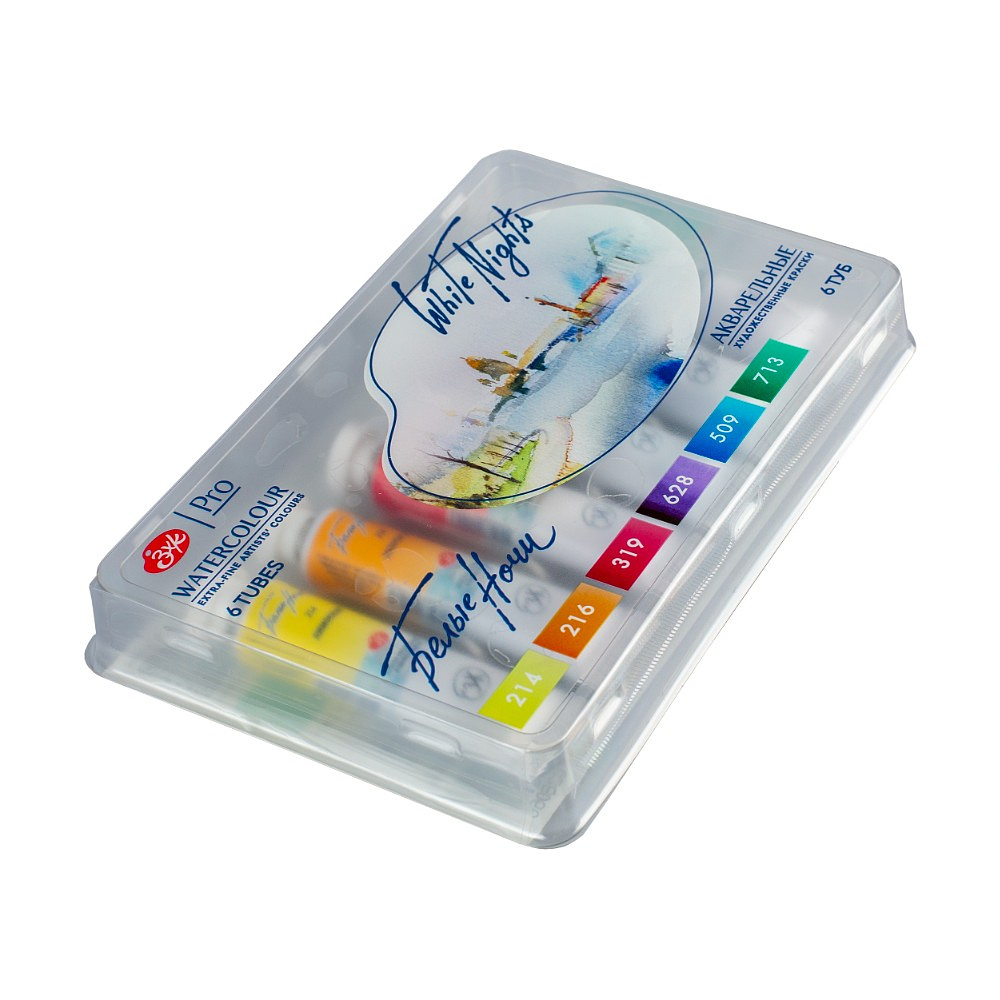 Краски акварельные "Белые ночи полночь колористика", набор 6 цветов, тубы - 2