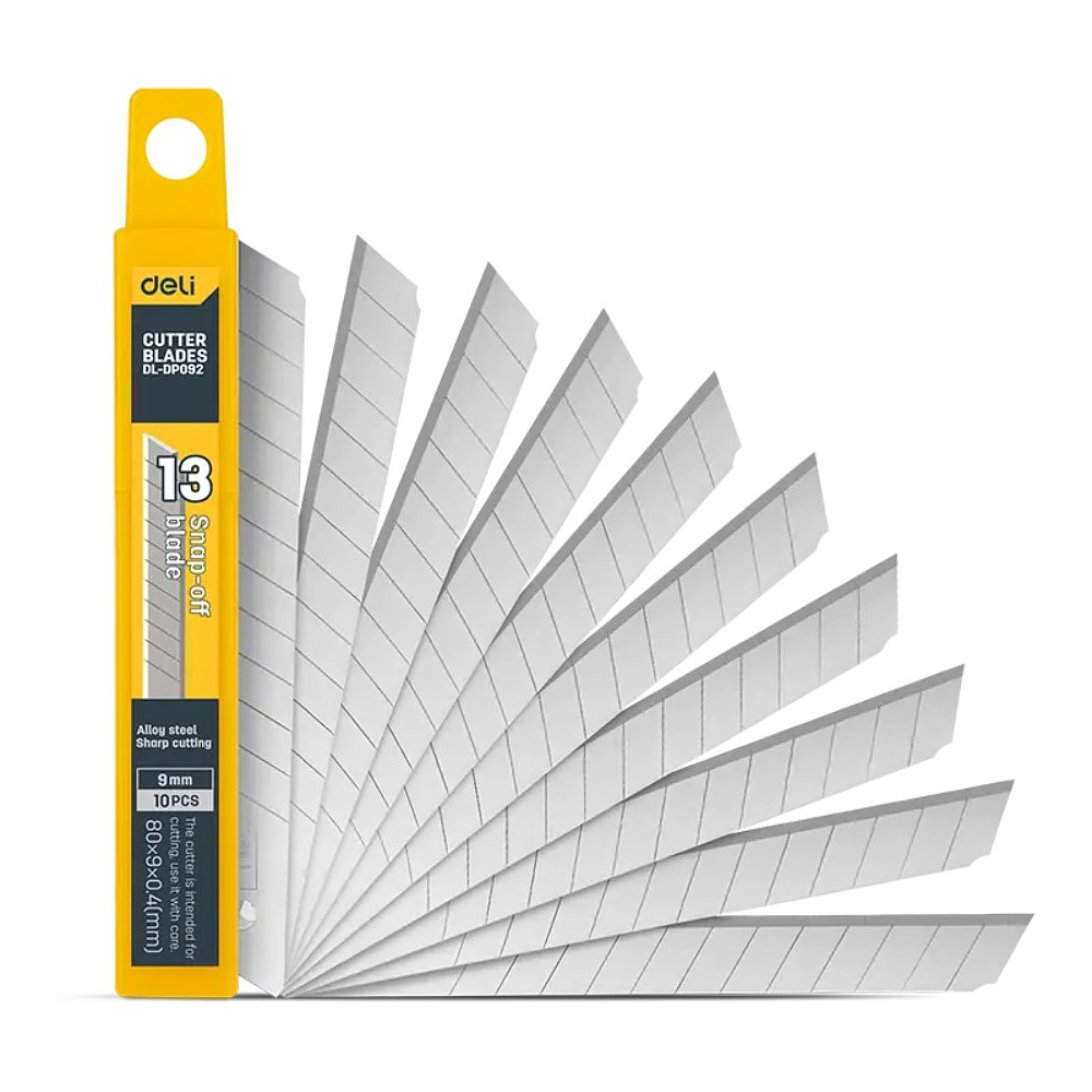 Лезвие для малого ножа "Deli", 9 мм, 10 шт.