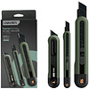 Набор ножей строительных Deli HSEHT4003L, 3 шт (ножи 9мм/18мм/трапеция), Soft Touch, зеленый - 2