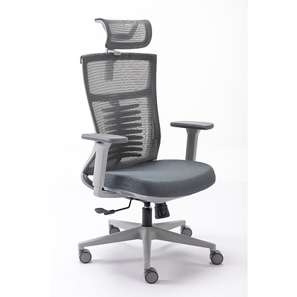 Кресло для руководителя EVOLUTION "FISHBONES", ткань, сетка, пластик, серый - 3