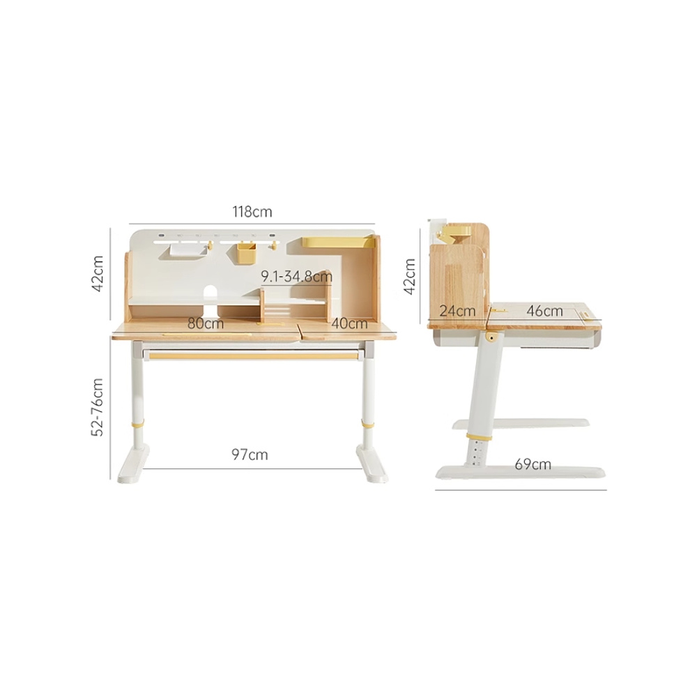 Стол Ergosmart регулируемый Galleon, 1200х700х(520-760) мм, гевея, с книжной полкой - 20