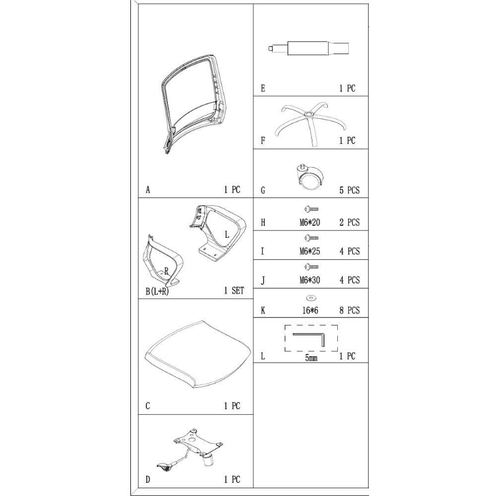 Кресло для персонала SitZone "U-0385 PL", ткань, пластик, черный, 2 шт/упак - 6