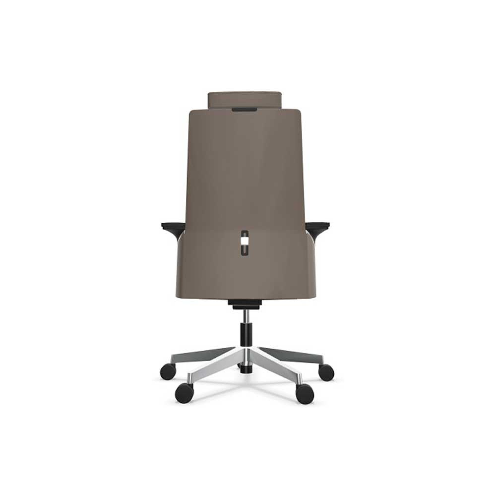 Кресло для руководителя "SOKOA K01", кожа, алюминиевая, темно-бежевый  - 4