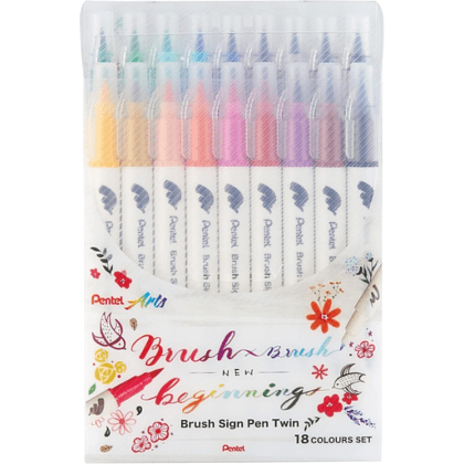 Маркер-кисть "Brush Sign pen twin", 18 шт