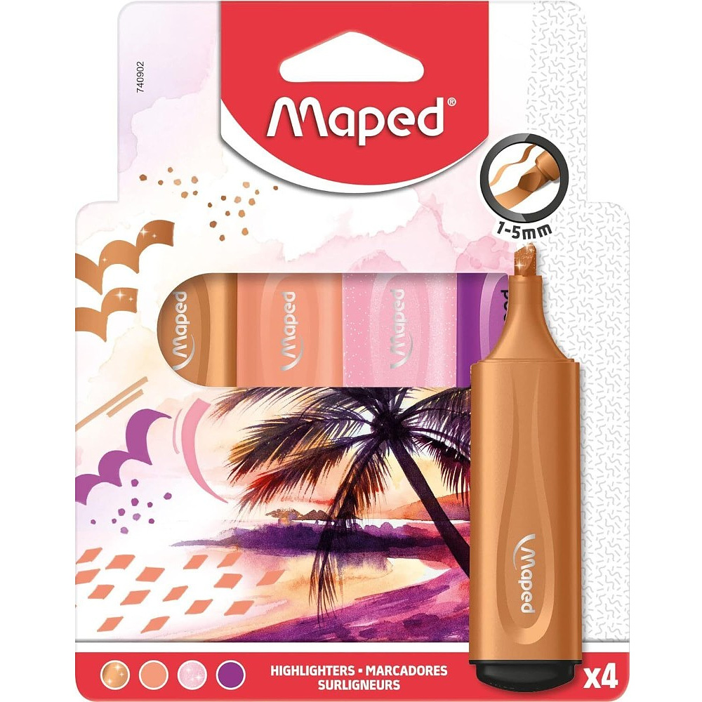 Набор маркеров текстовых Maped "Fluo Peps", 4 шт, ассорти - 4