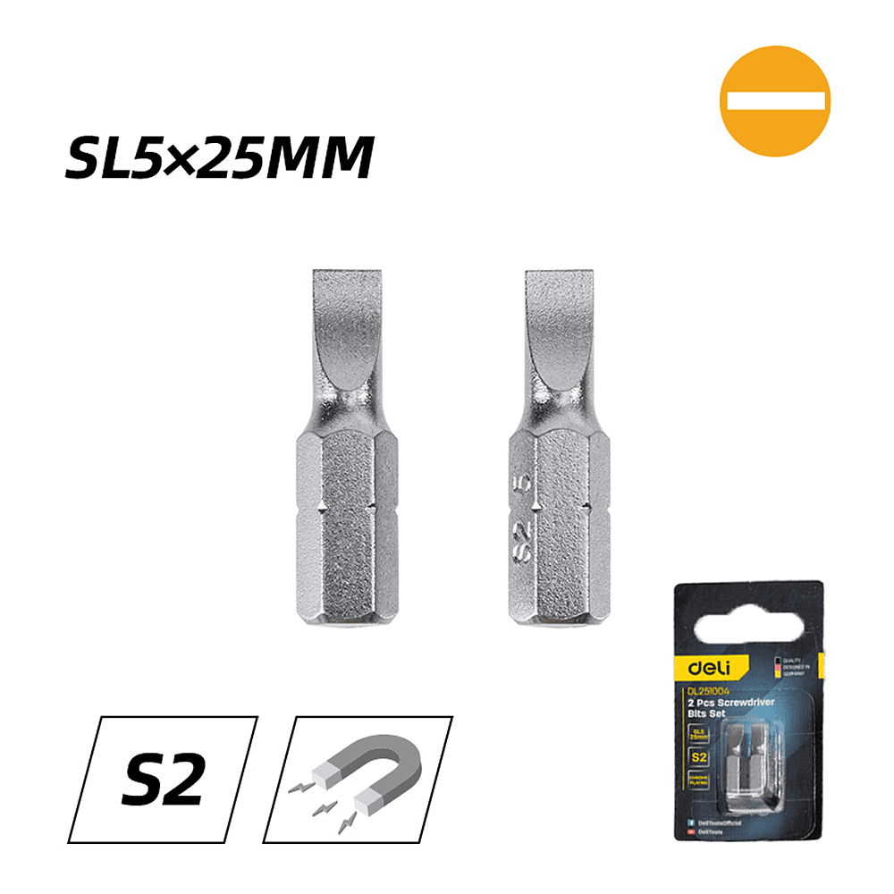 Бита Deli YS EDL251004, 2 шт., SL5 x 25 мм - 3