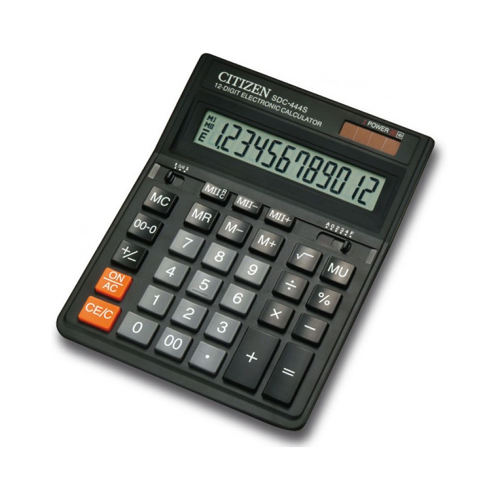 Калькулятор настольный Citizen "SDC-444S", 12-разрядный, черный