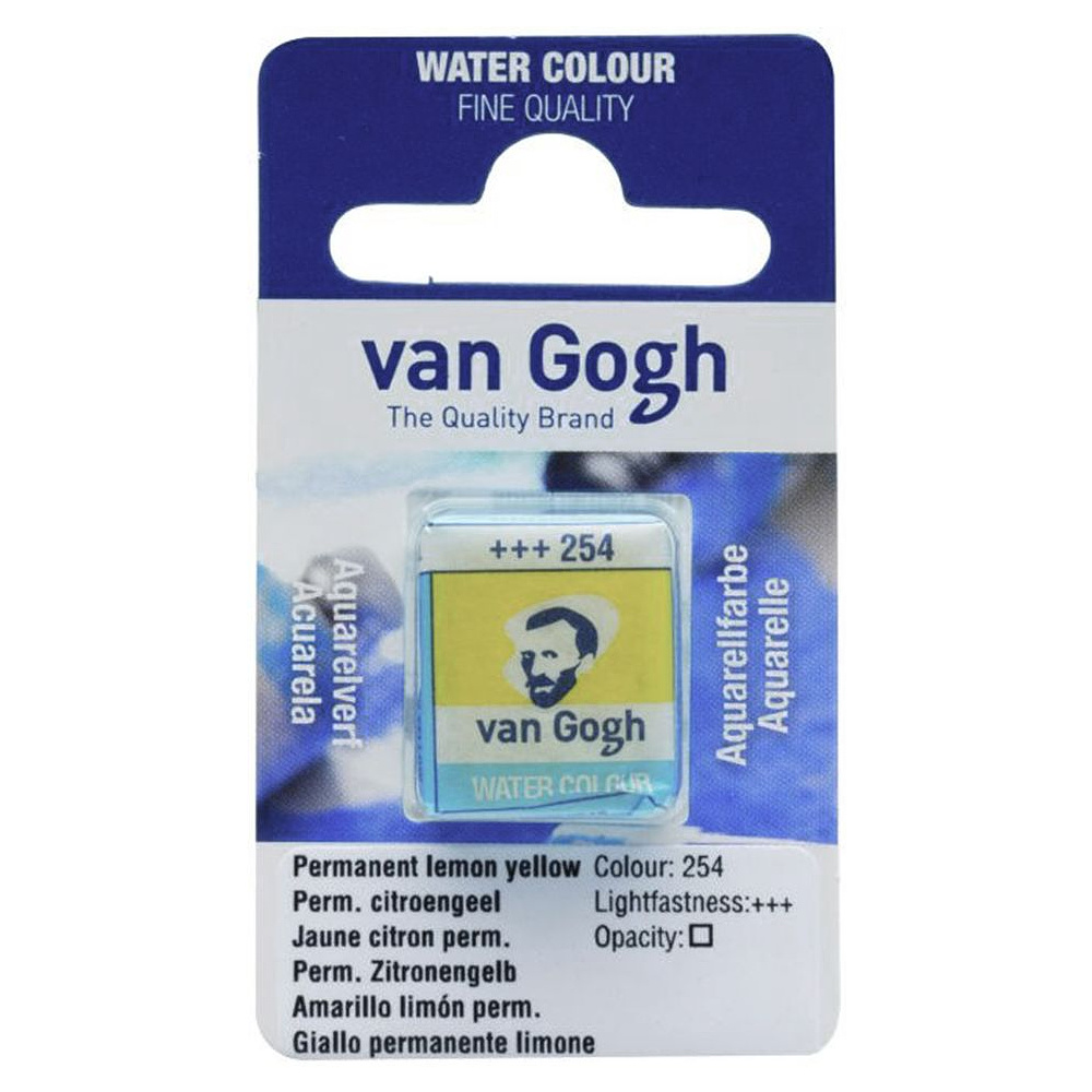 Краски акварельные "Van Gogh", 254 желтая-лимонная прочная, кювета