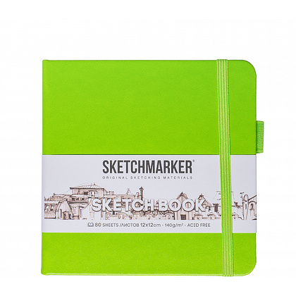 Скетчбук "Sketchmarker", 80 листов, 12x12 см, 140 г/м2, зеленый луг