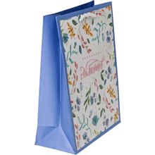 Пакет бумажный подарочный "Best wishes", 18х23х8 см, белый, синий