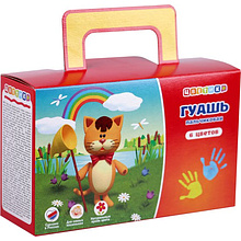 Гуашь пальчиковая "Цветик",  6 цветов , 80 мл