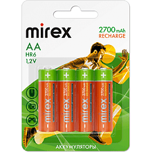 Аккумуляторные батарейки Mirex, Ni-Mh, AA/HR6/2700мА/ч, 4 шт