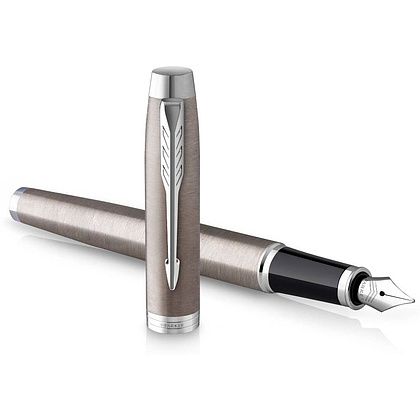 Ручка перьевая Parker "IM Essential F319 Brushed Metal CT", F, серебристый, патрон синий - 2