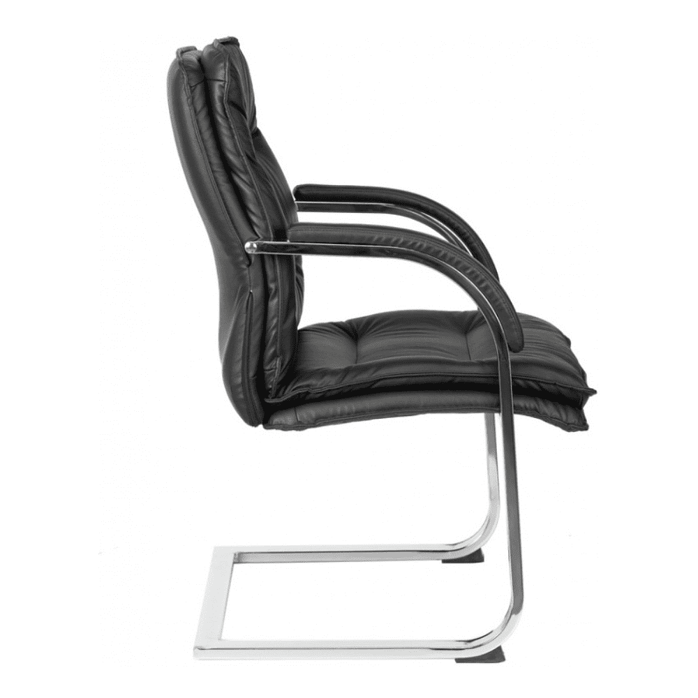 Кресло на полозьях "Бюрократ T-9927SL-LOW-V", натуральная кожа, черный, металл хром - 2