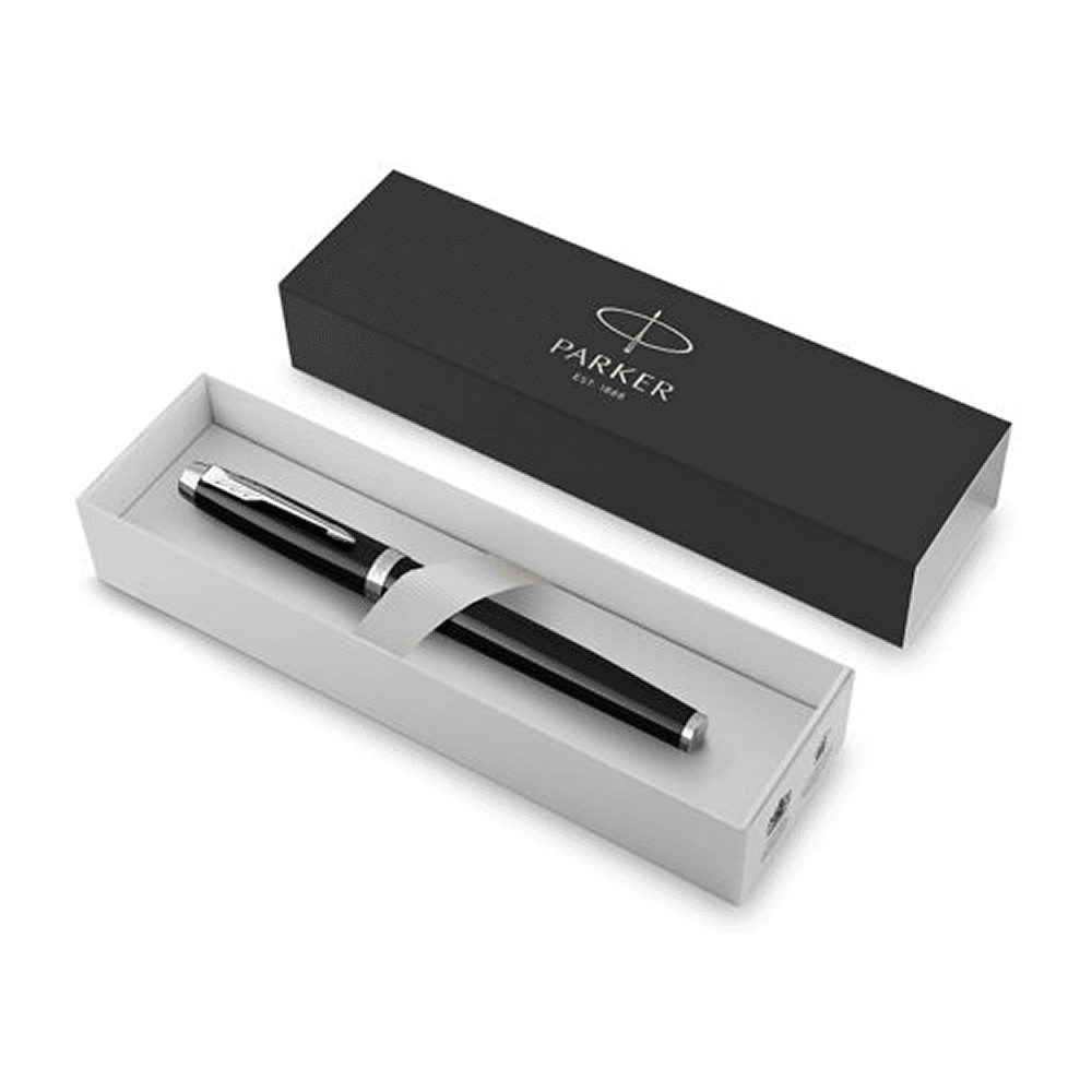 Ручка перьевая Parker "IM Black Lacquer CT", M, металлическая, подарочная упаковка, черный, патрон черный - 3