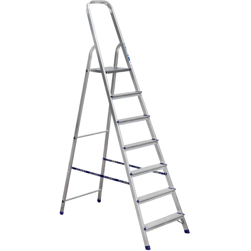 Лестница-стремянка Алюмет АМ707, алюминиевая матовая, 7 ступеней