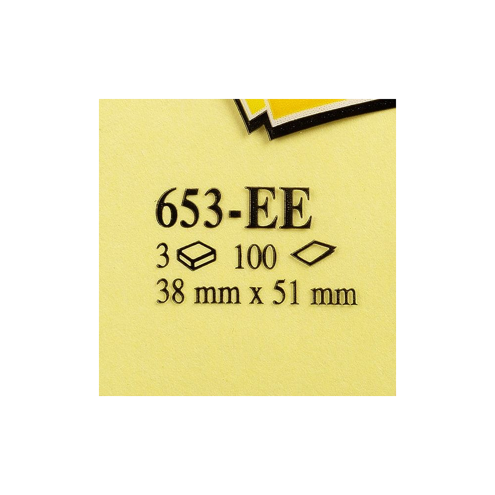 Бумага для заметок на клейкой основе Post-it Classic, 38x51 мм, 300 листов, желтый - 2