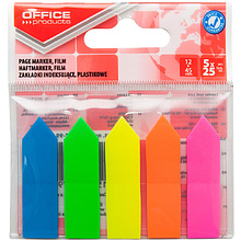 Закладки клейкие "Office products. Стрелка", ассорти неон