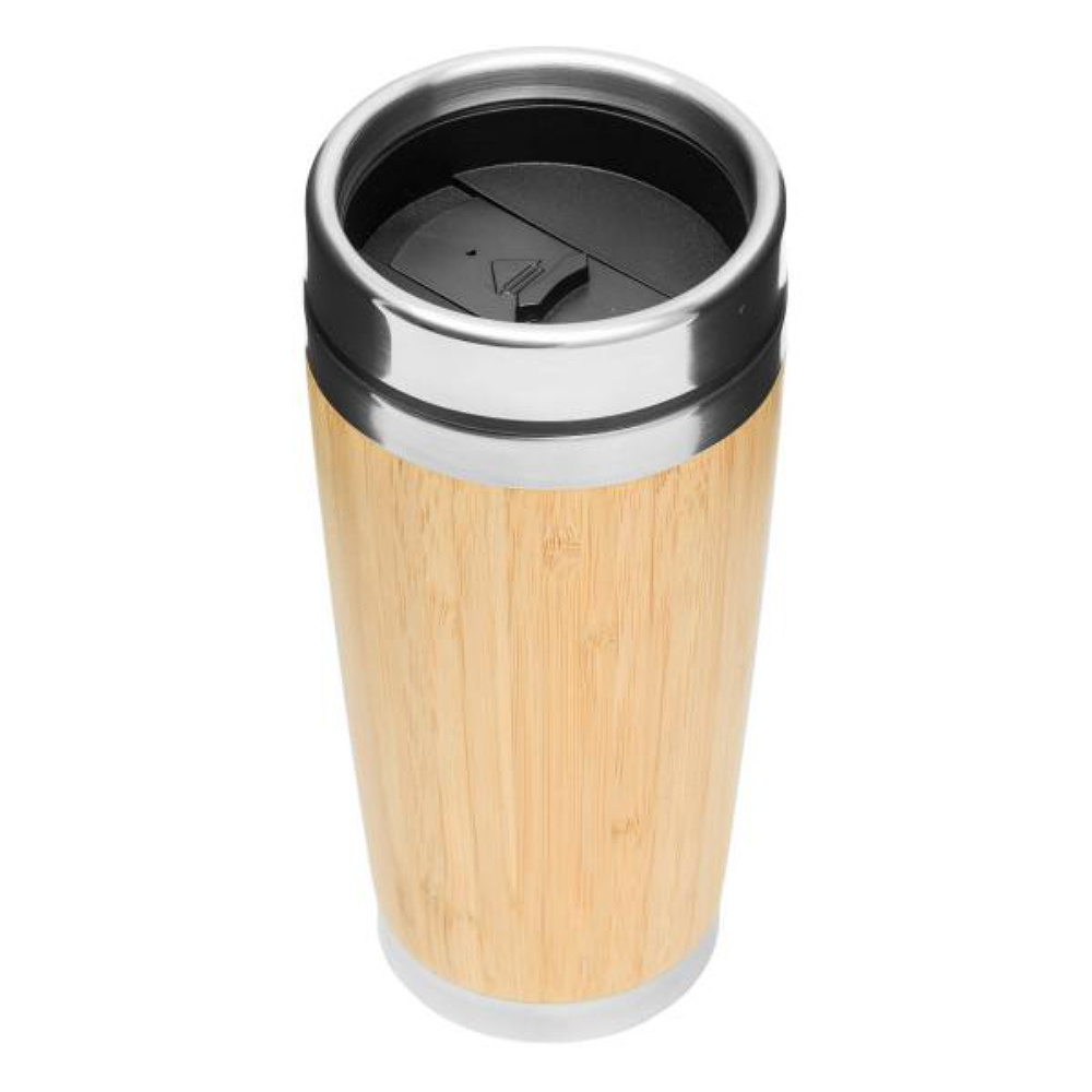 Кружка термическая "Bamboo Drink", 450 мл, металл, бамбук, коричневый