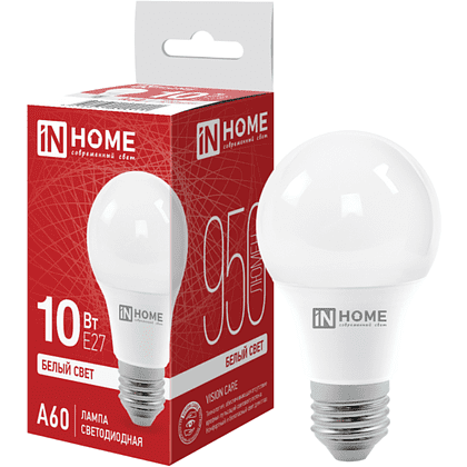 Лампа светодиодная In Home LED A-60-VC, груша, 10Вт, E27