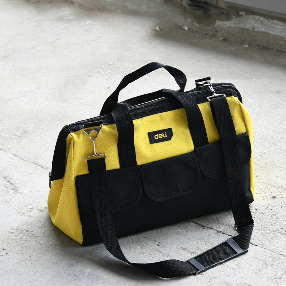 Сумка для инструментов Deli YS EDL430018, 400х200х270 мм, 6 карманов, ткань Oxford, черный, желтый - 2