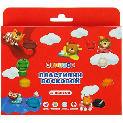 Пластилин 6 цветов набор "Цветик" восковой