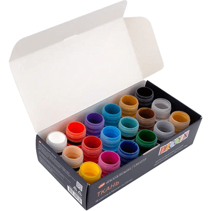 Краска акриловая по ткани "Декола", набор 18 цветов, 20 мл, банки - 5