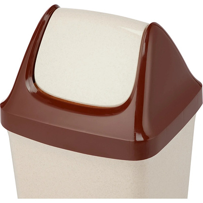 Урна для мусора 25л «СВИНГ», пластик, с крышкой, бежевый мрамор - 4