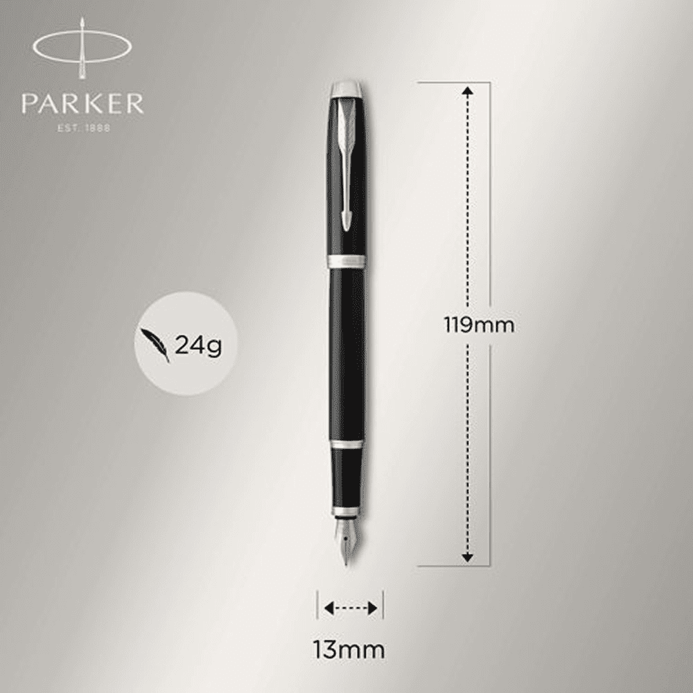 Ручка перьевая Parker "IM Black Lacquer CT", M, металлическая, подарочная упаковка, черный, патрон черный - 9