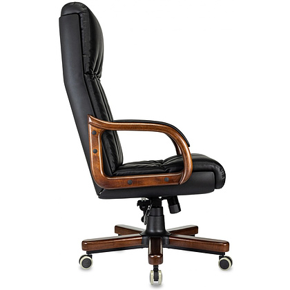 Кресло для руководителя Бюрократ T-9932WALNUT, экокожа, черный, металл, дерево - 4