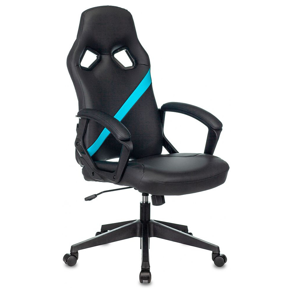 Кресло игровое "Zombie DRIVER", экокожа, пластик, черный, голубой - 10