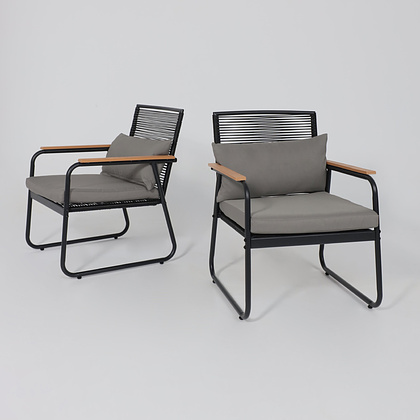 Комплект мебели садовой AksHome GARDENIA (кресло  2 шт, диван 1 шт, стол 1 шт), черный - 35