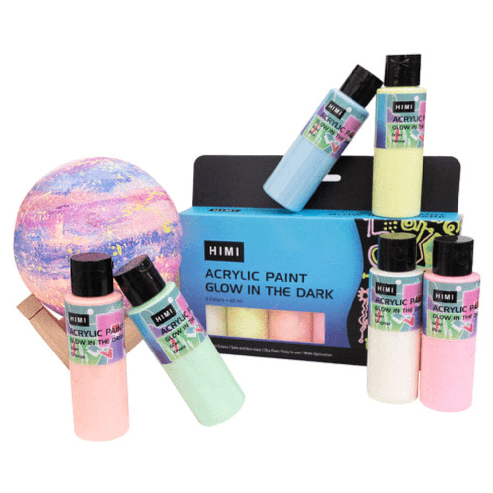 Краски акриловые "Himi", 6 цветов, светящиеся в темноте, флаконы - 3