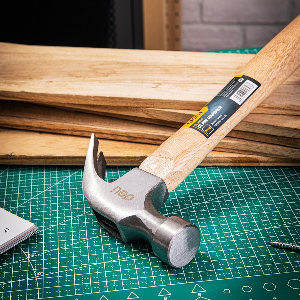 Молоток-гвоздодер Deli YS EDL5250, 0,5 кг, деревянная рукоятка - 8