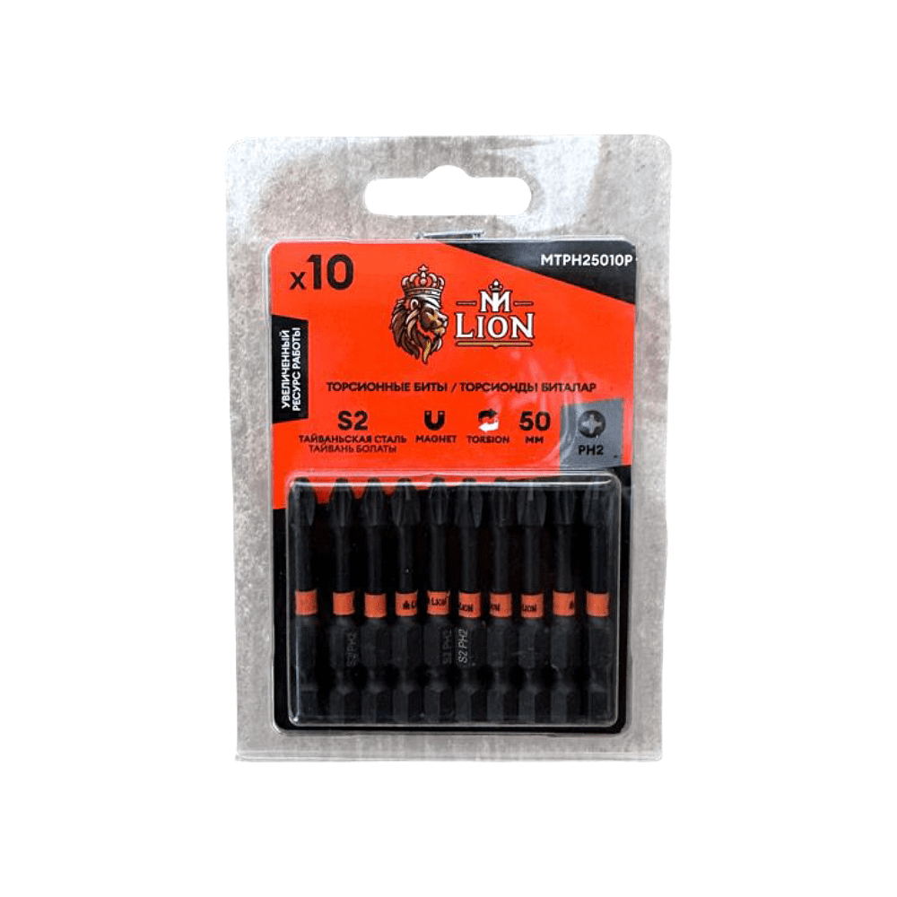 Бита торсионная M-Lion MTPH25010P, PH 2х50 мм, 10 шт/упак