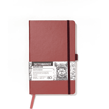 Скетчбук "Sketchmarker", 13х21 см, 140 г/м2, 80 листов, красный винтаж