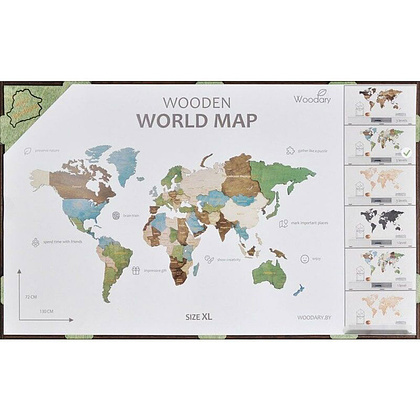 Декор на стену "Карта мира" многоуровневый на стену,  XL 3140, цветной, 72x130 см