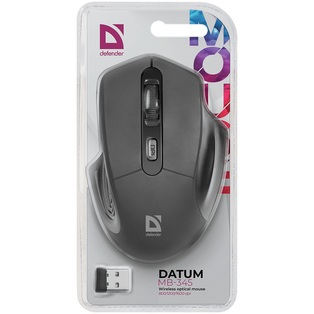 Мышь Defender "MB-345", беспроводная, 800-1600 dpi, черный - 6